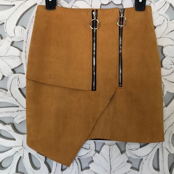 MISSGUIDED Faux Seude Scuba Asymmetrical Skirt Stretchy Size 4 Grunge Stretchy - Picture 1 of 13